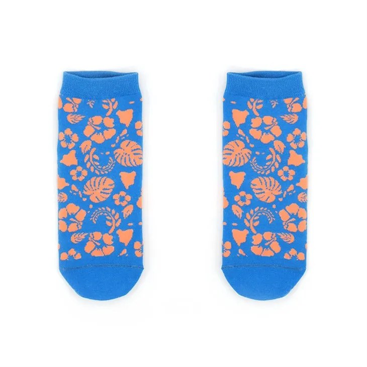 블루 플로럴 코튼 양말