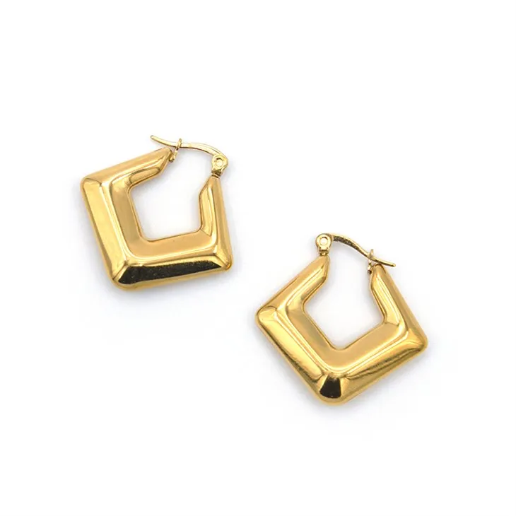 골드 롬보이드 후프 이어링