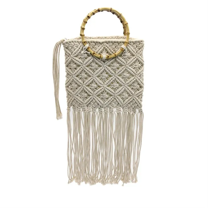 중간 대나무 크로셰 가방